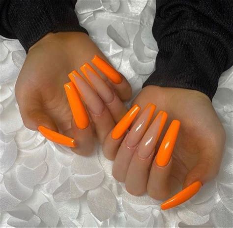 black and orange coffin nails|long orange coffin nails.